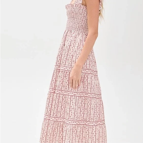 Hill House Pink Floral Smocked Tiered Maxi Dress - Picture 1 of 8